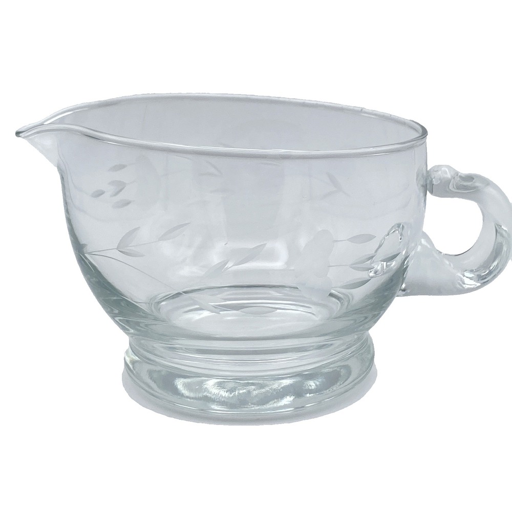 Princess House Heritage Sauce Gravy Boat‎ Etched Crystal Glass 3 3/8" Vintage